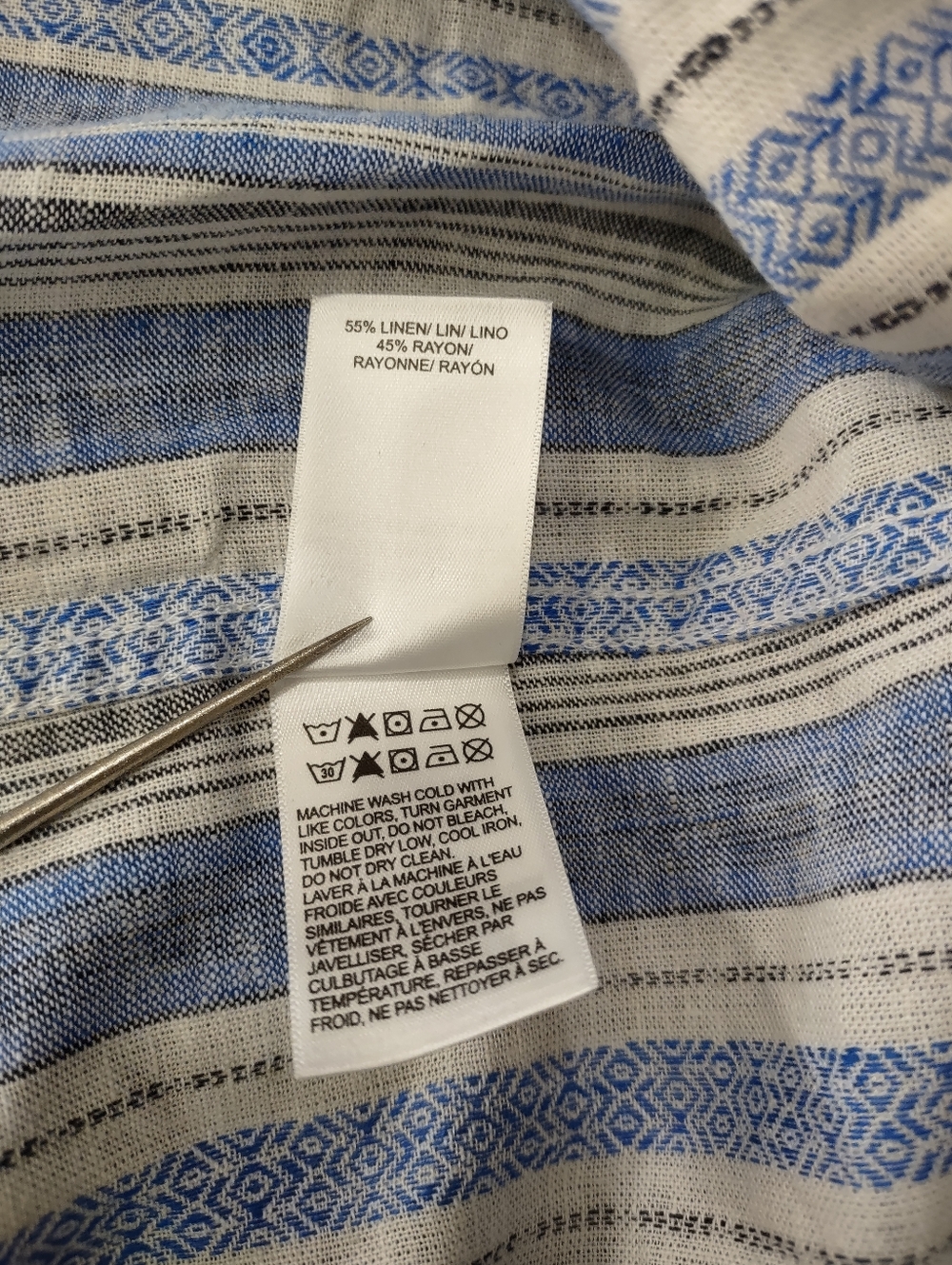 Lucky Brand Baja Stripe Linen Blend Shirt - Picture 9 of 9